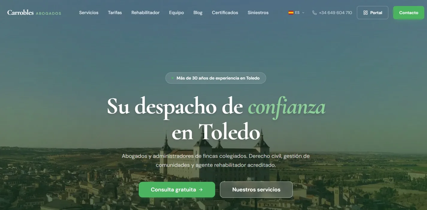 Propuesta de rediseño 2026 de la web de Carrobles Abogados